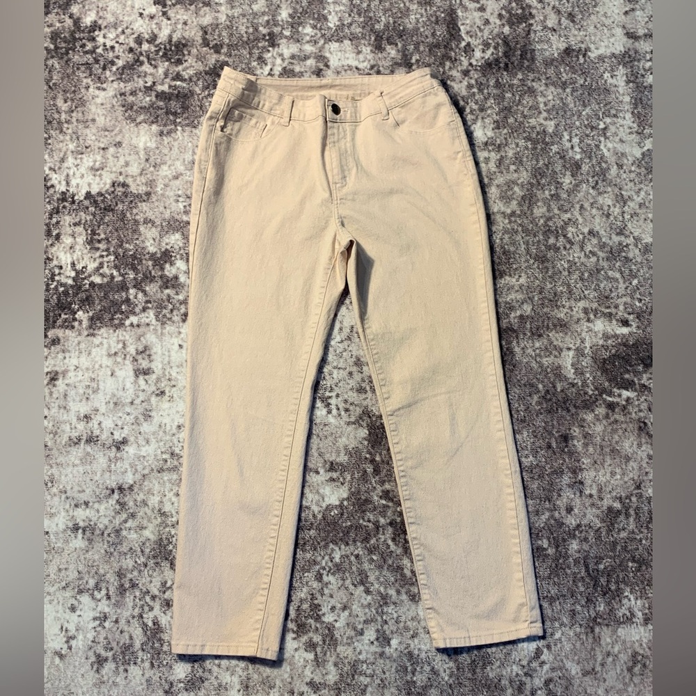 Soft Surroundings Womens Jeans Pink Silver Size 12‎ Princilla Tapered 5-Pocket